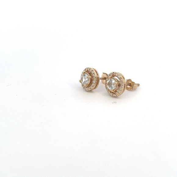 Natural White Sapphire Diamond Stud Earrings 14k Gold 0.97 TCW Certified 216092 - Picture 4 of 15